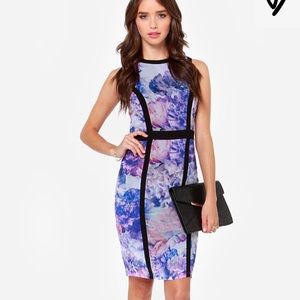 Purple floral print midi dress